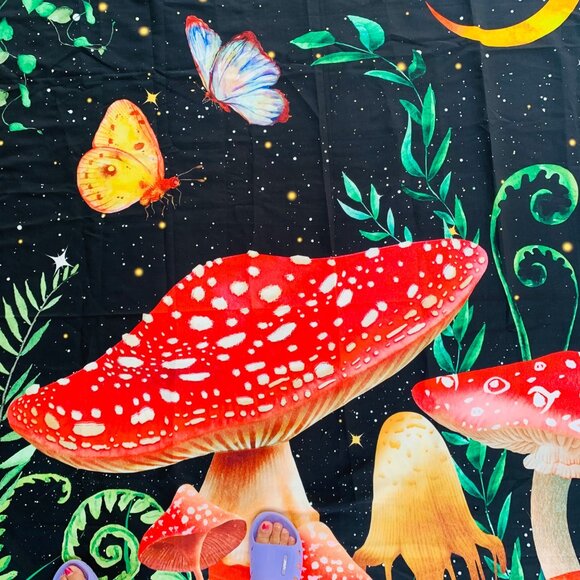 Retro Style Mushroom Wall Hanging Moon Stars Tapestry Colorful Bedding Cover - Picture 4 of 9